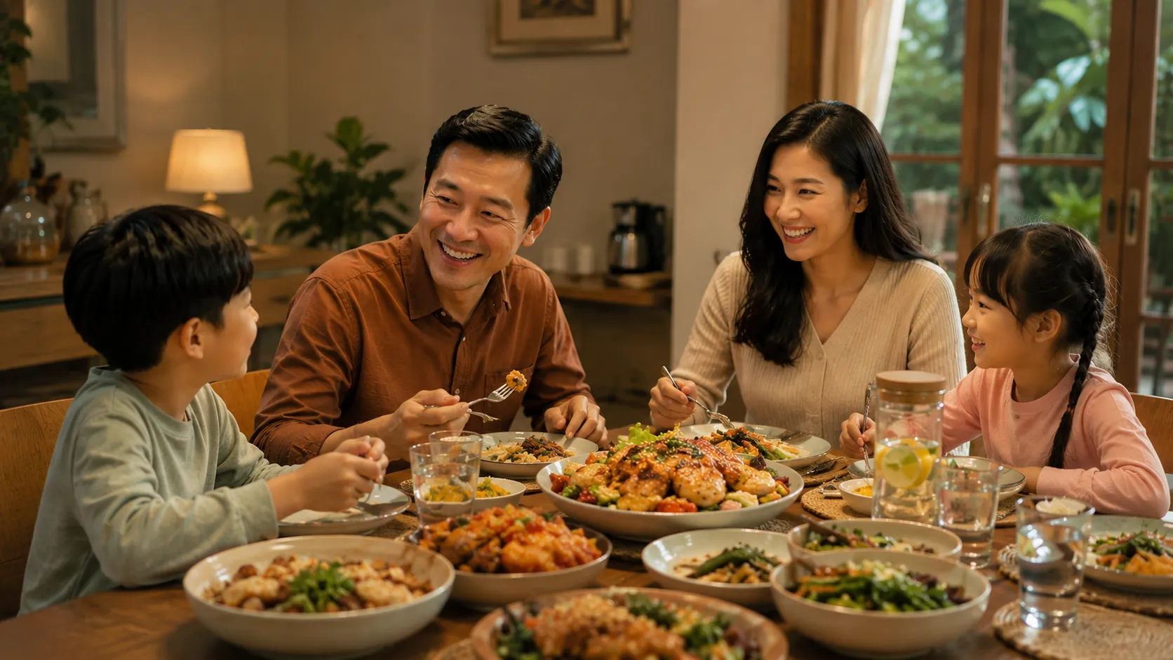 Family enjoying a meal together at Noonplate restaurant